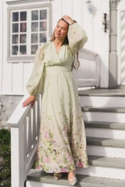 Viscose V-Neck Dress Growing Garden