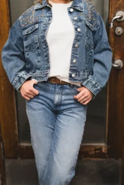 Vision LS Denim EMB Jacket Light Blue Denim