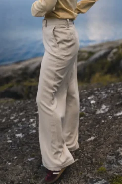 Wide Linen Trousers Ecru