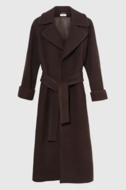 Wool Coat Long Dark Brown