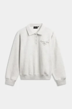 W. Racquet Club Rugby Shirt Grey Melange W. Dark Olive