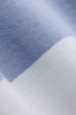 W. Thin Cotton Rugby Shirt White And Vintage Blue Stripes