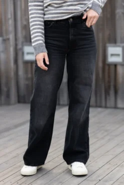 W Wide Jeans Black Washed
