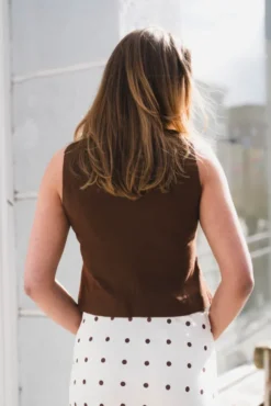 Yula Linen Waistcoat Dark Brown
