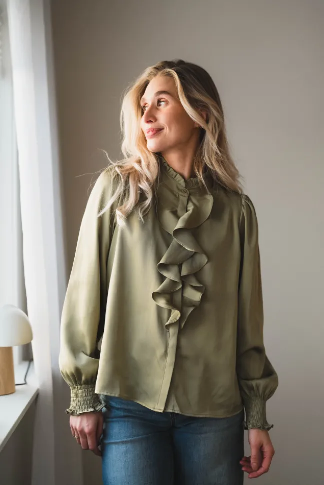 Zamola Blouse Dusty Army