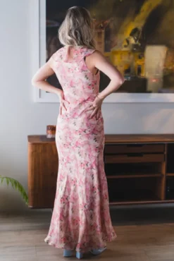 Zella Chiffon Print Dress Dusty Pink