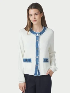 Zelma Knit Denim Cardigan Offwhite