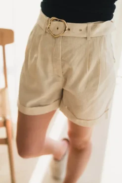 Zephyr Linen Shorts Straw