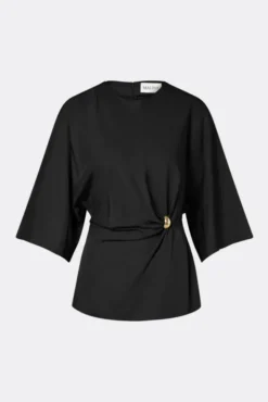 Zilla Brooch Detailed Blouse Black